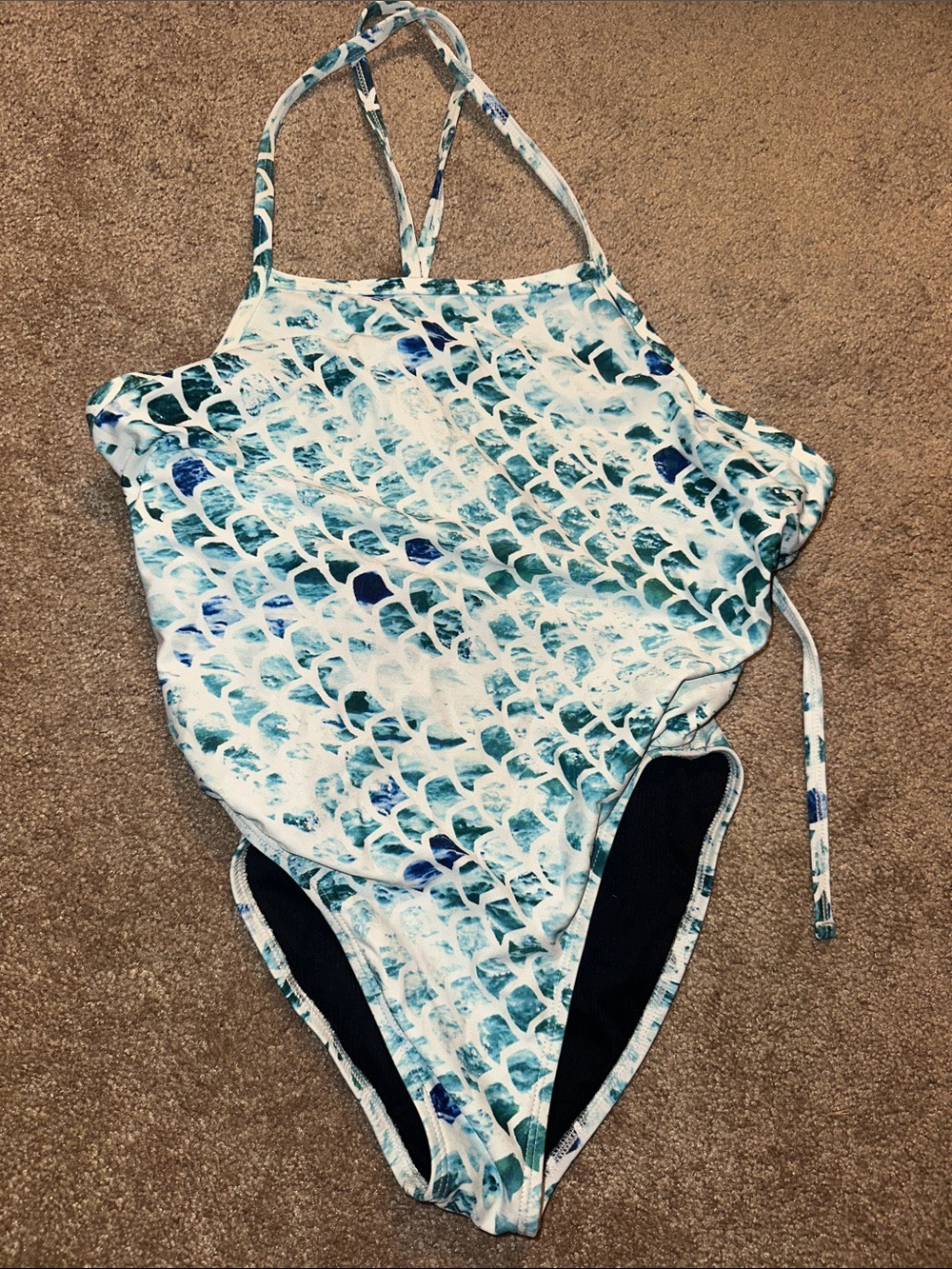 Jolyn Clothing Blue-Green Mermaid Scale One-Piece Swimsuit